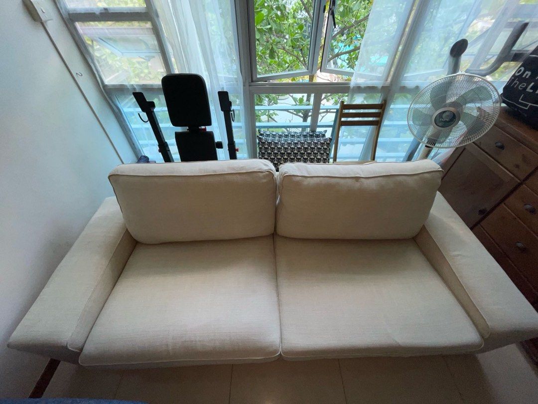 Sofa (Category: Sofas) located in Singapore. Submitted by amici_friends (Listing ID 1287360764, Image 3). Description: Length-230cm Width- 90cm Height-80cm Still in good condition Only 1 back foam is busted Self collect RFS: bought new sofa.
