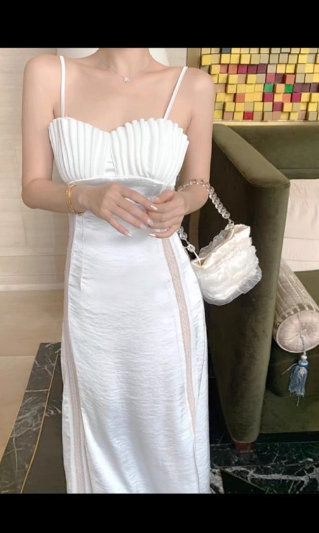 White spaghetti sales strap mermaid dress
