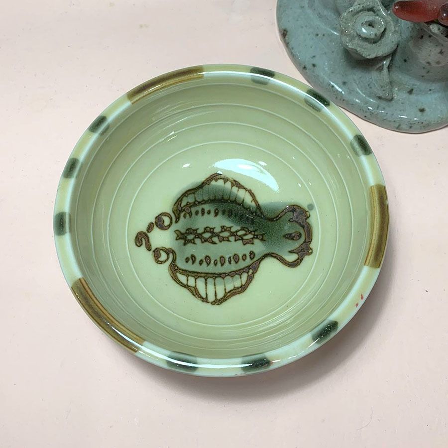 Stoneware fish deco Bowl (Category: Dinnerware & Cutlery) located in Mandaluyong City. Submitted by yula_noveltyfinds (Listing ID 1287487417, Image 1). Description: - japan surplus - beige stoneware with fish design / thick material - for soup, rice bowl or condiment sauces - like new - size: approx: 5.25" diameter x 2" height These are surplus items please manage your expectations, thank you. Actual product color may vary from the images shown. 