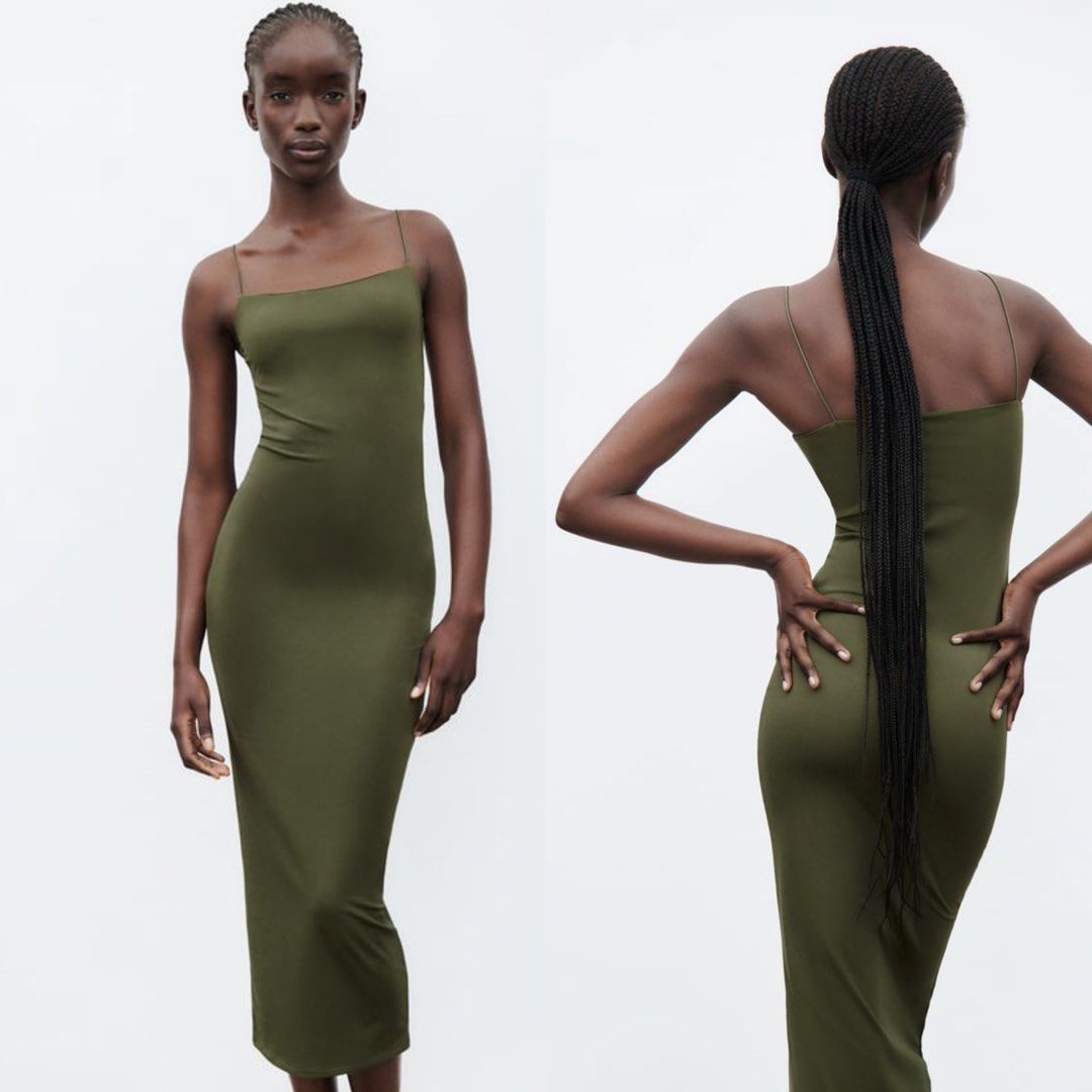 Green long dress zara clearance
