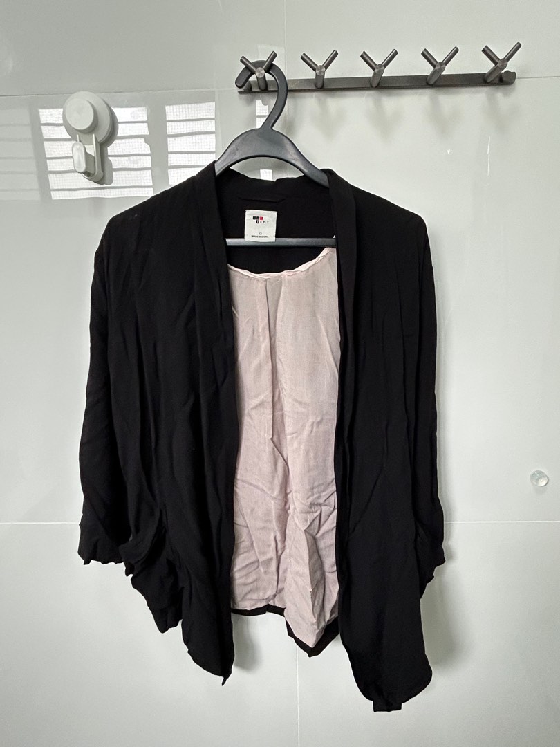 TEMT Black Cardigan Jacket Blazer Functional Pockets Size 12