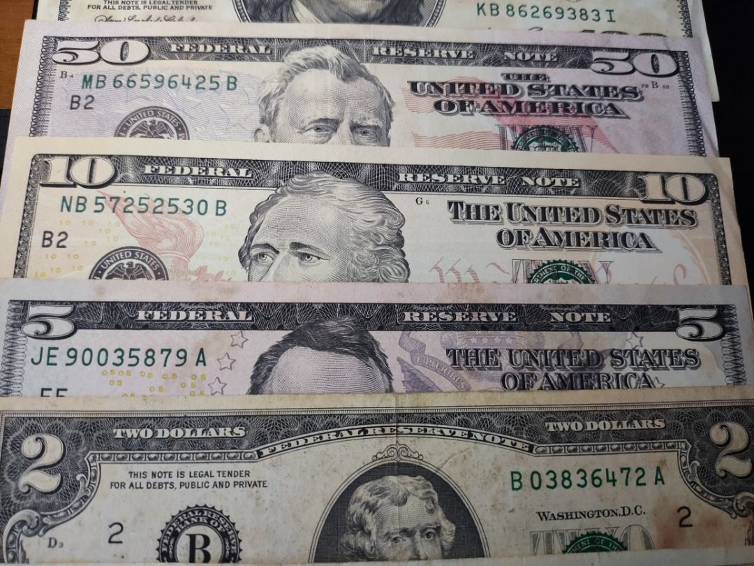USD Dollar Banknote Set $100 $50 $10 $5 $2 $1 Lot Currency America Notes  美钞钞票100美金50美金10美金5美金2美金1美金纸钞一组, Hobbies & Toys, Memorabilia & Collectibles,  Currency on Carousell