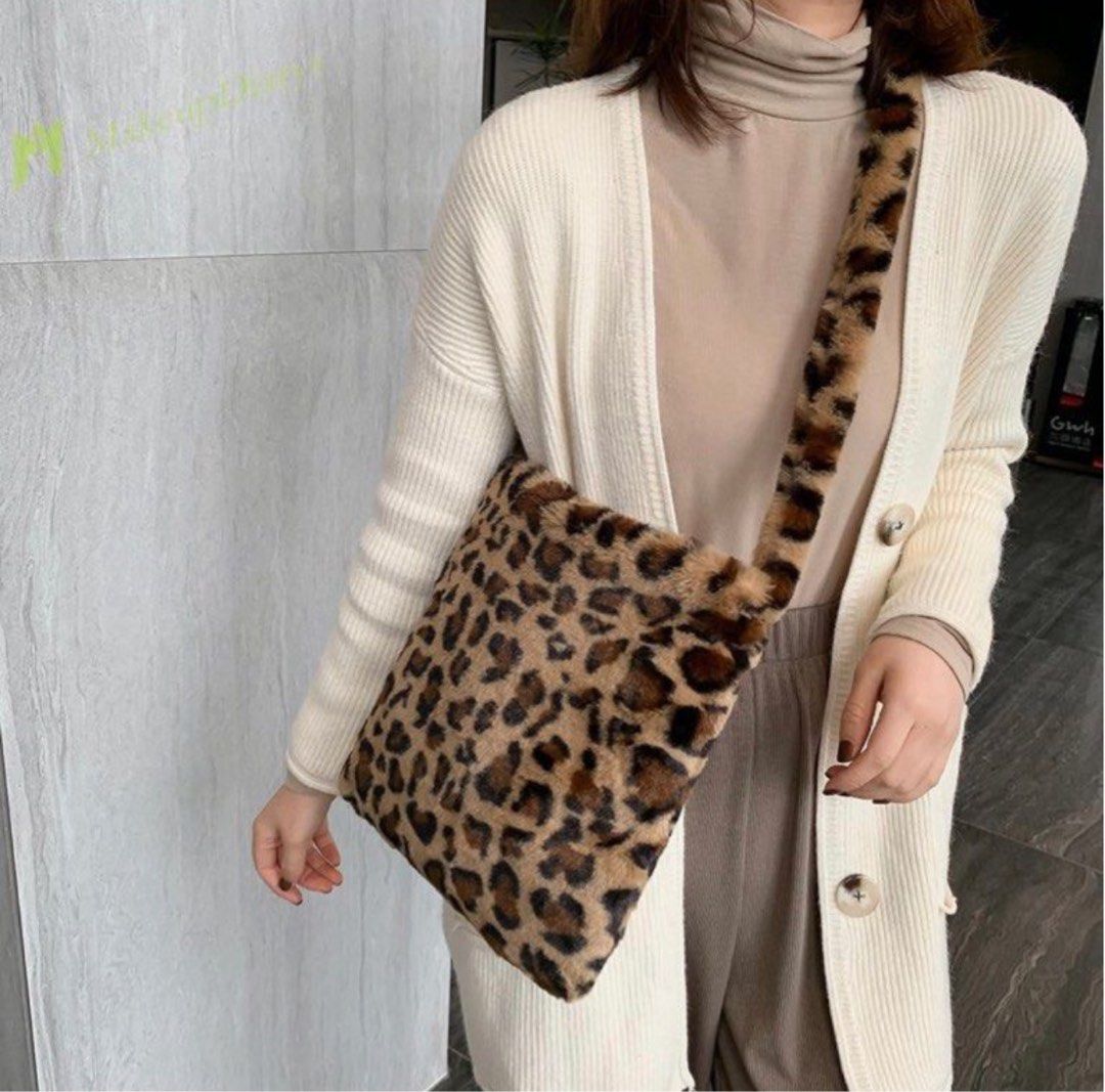 Furry leopard on sale print bag