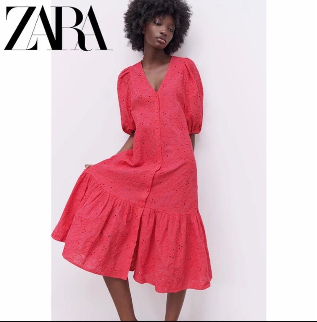 Red frill dress zara sales