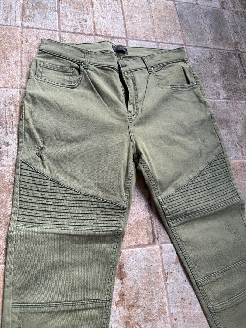 Zara Olive Green Biker Skinny Jeans Men s Fashion Bottoms Jeans on Carousell