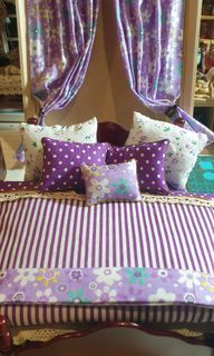 1:12 Scale Miniature Beddings Set for 5-6 inch Dolls or Dollhouses - Purple