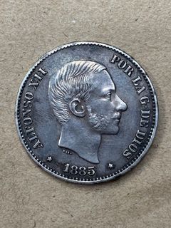 1885 50c Alfonso Spanish-Philippines antique silver coin