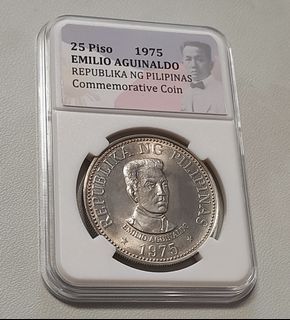 25-PISO COIN "EMILIO AGUINALDO" 1975 (Matte) - Commemorative Issue "Ang Bagong Lipunan" .500 SlLVER COIN (EMIL-A)