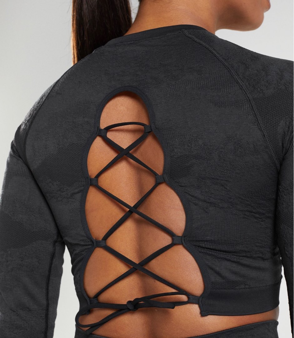 Adapt Camo Seamless Lace Up Back Top