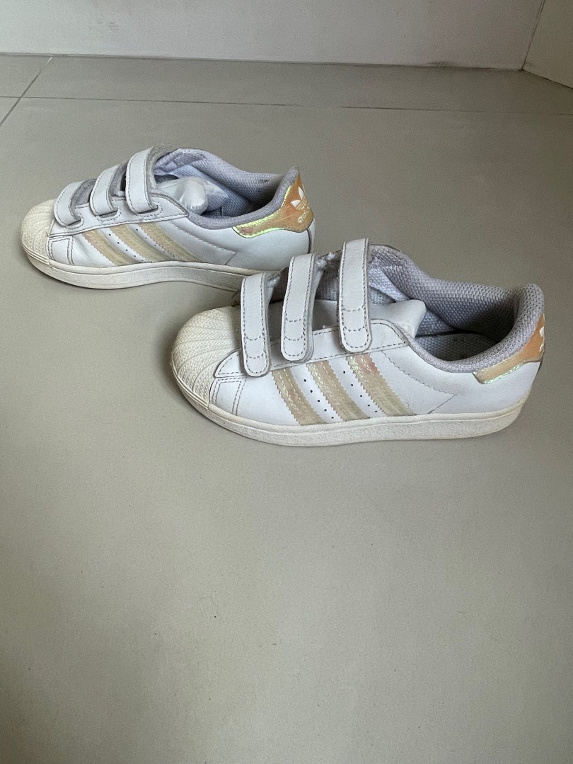 ADIDAS Sneakers Shoes School White Iridescent Holographic US Size