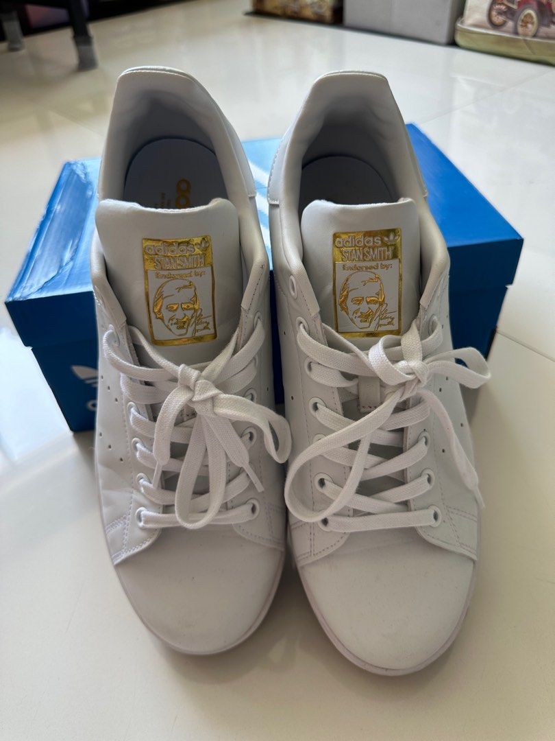 Adidas Stan Smith originals sneakers white gold US10 UK9.5