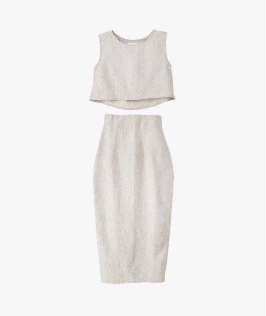 White linen on sale capri set