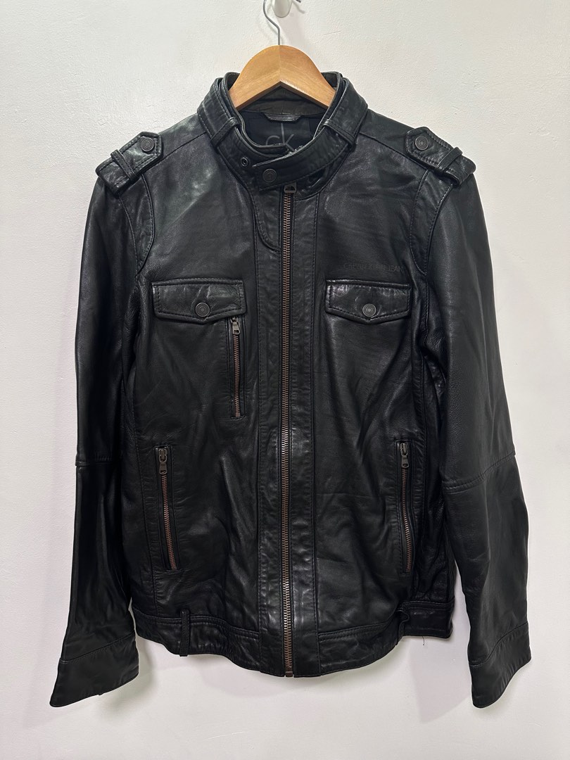 Calvin klein shop lamb leather jacket