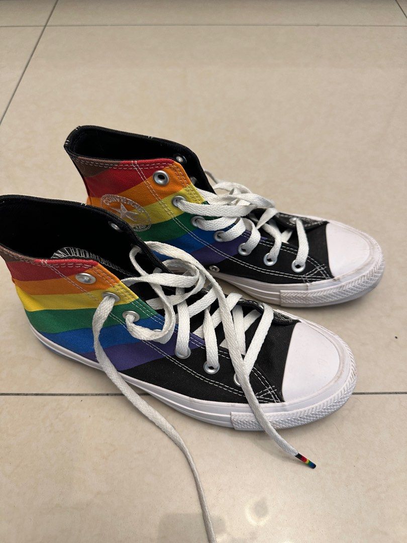 Black converse rainbow laces shop