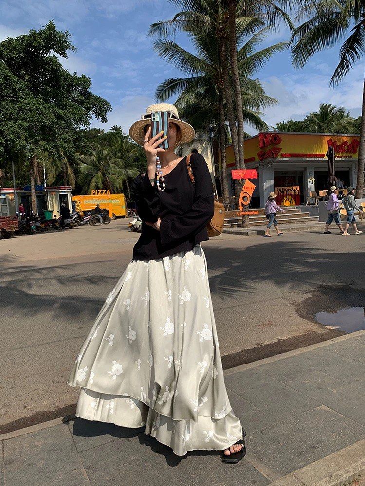 Floral flare cheap skirt