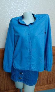 COS Blue Mandarin Collar Shirt