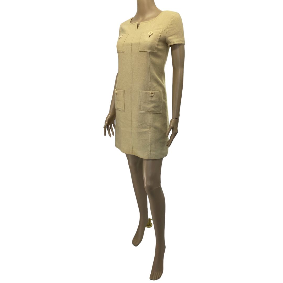 Courreges 21 Vintage Beige Khaki Sheath Dress