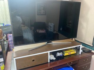Custom-Made TV Stand / Riser with Drawer - Walnut Half-Tone Finish