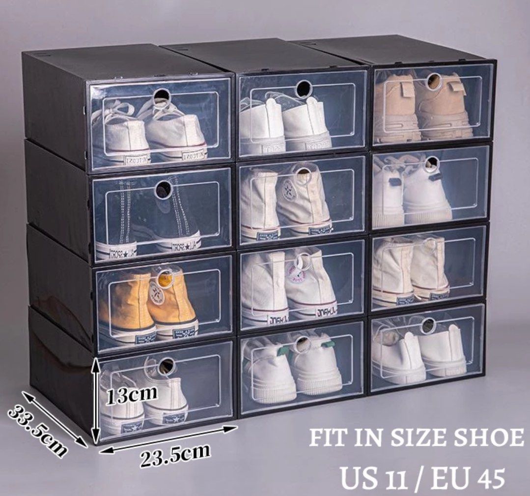 Foldable Shoe Box Organizer (Category: Storage Boxes & Baskets) located in Quezon City. Submitted by fleamrkt (Listing ID 1287687480, Image 1). Description: DIY Foldable corrugated hard plastic Waterproof, durable, and stackable Drawer case pull-hole design Easy to use .