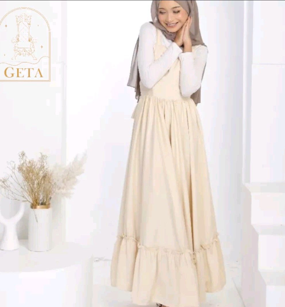 White Frock With Golden Ribbon & Bow