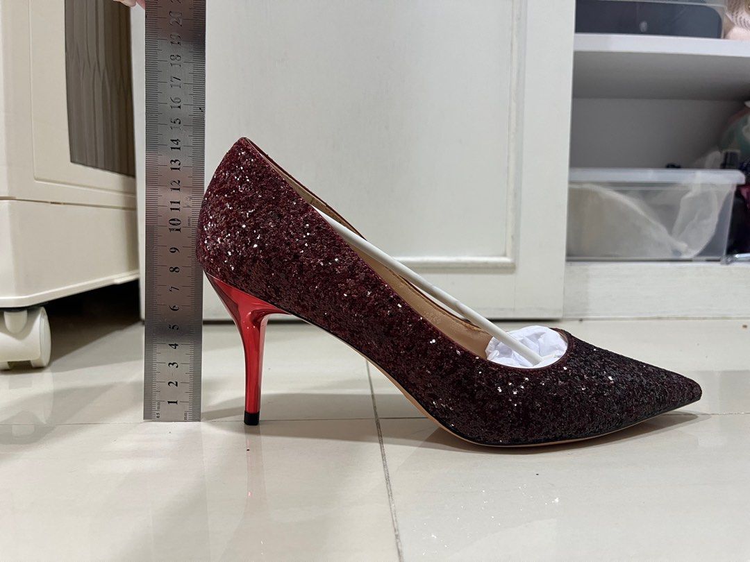 Maroon new arrivals glitter heels