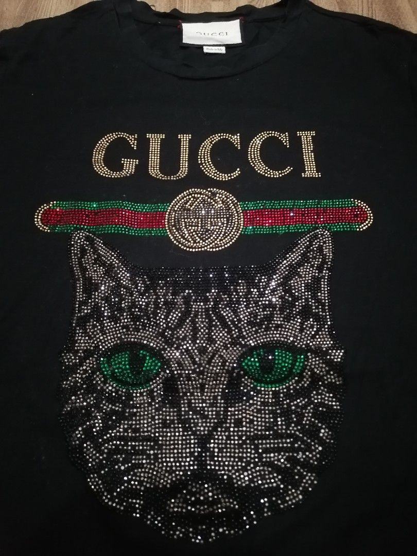 Gucci cat tee Women s Fashion Tops Shirts on Carousell