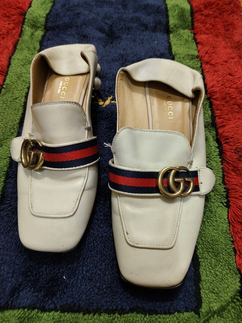Gucci mid heel ivory loafers Women s Fashion Footwear Loafers on Carousell