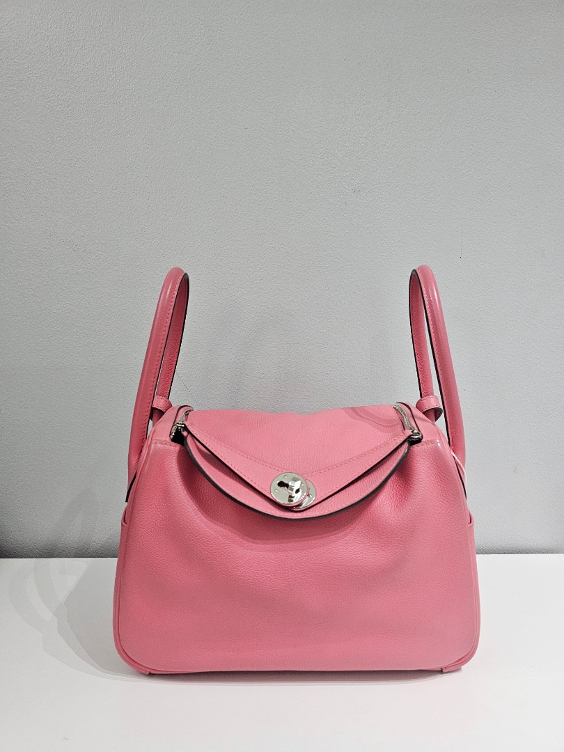 Hermes Lindy 26 Rose Azalee Clemence leather & Palladium