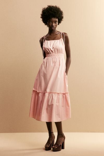 H M Peach Tie Strap Dress Women s Fashion Dresses Sets Dresses on Carousell
