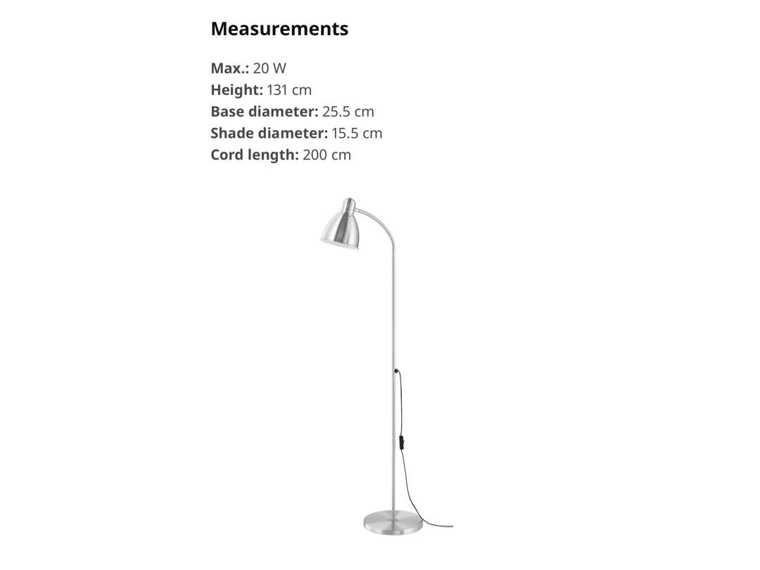 Ikea LERSTA floor reading lamp Furniture Home Living Lighting