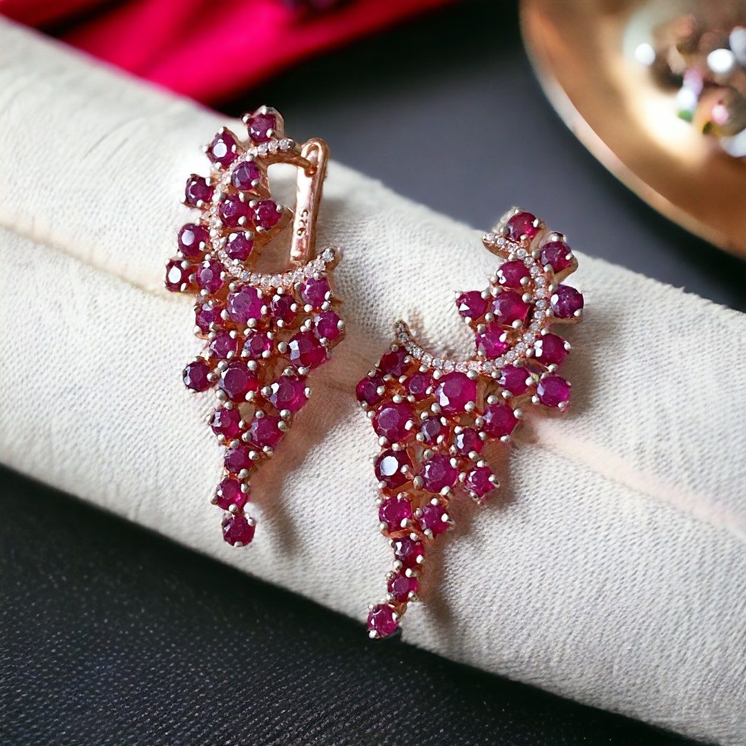 Red best sale cluster earrings
