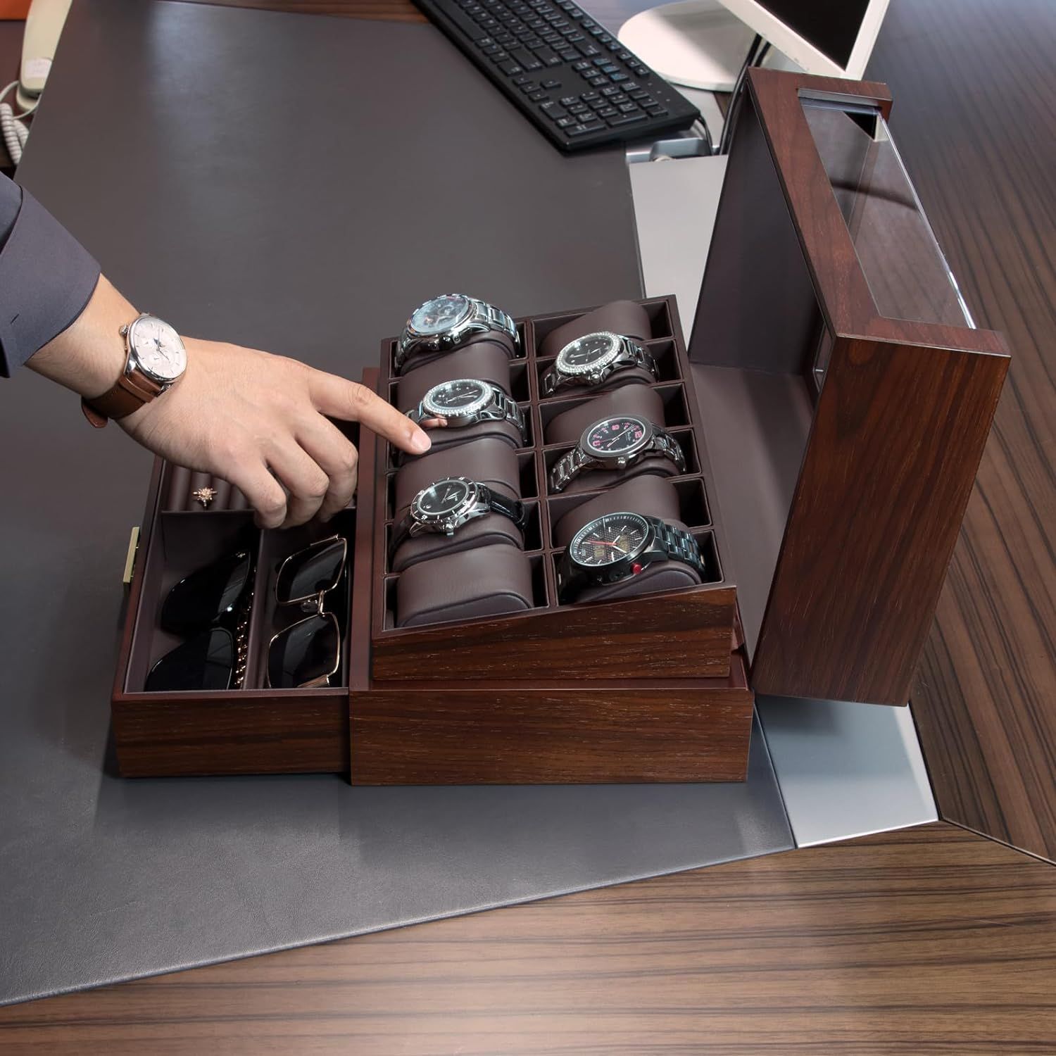 Walnut watch box on sale