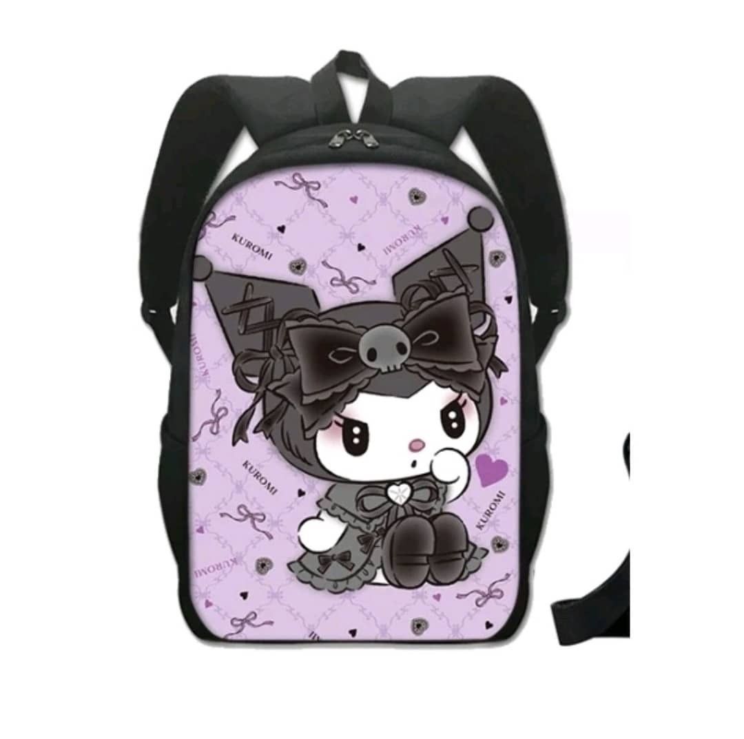 Kuromi School backpack with big zipper (Size in cm: H40*L30*W13