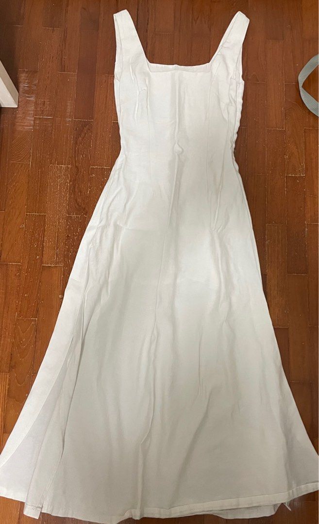 white square neck maxi dress