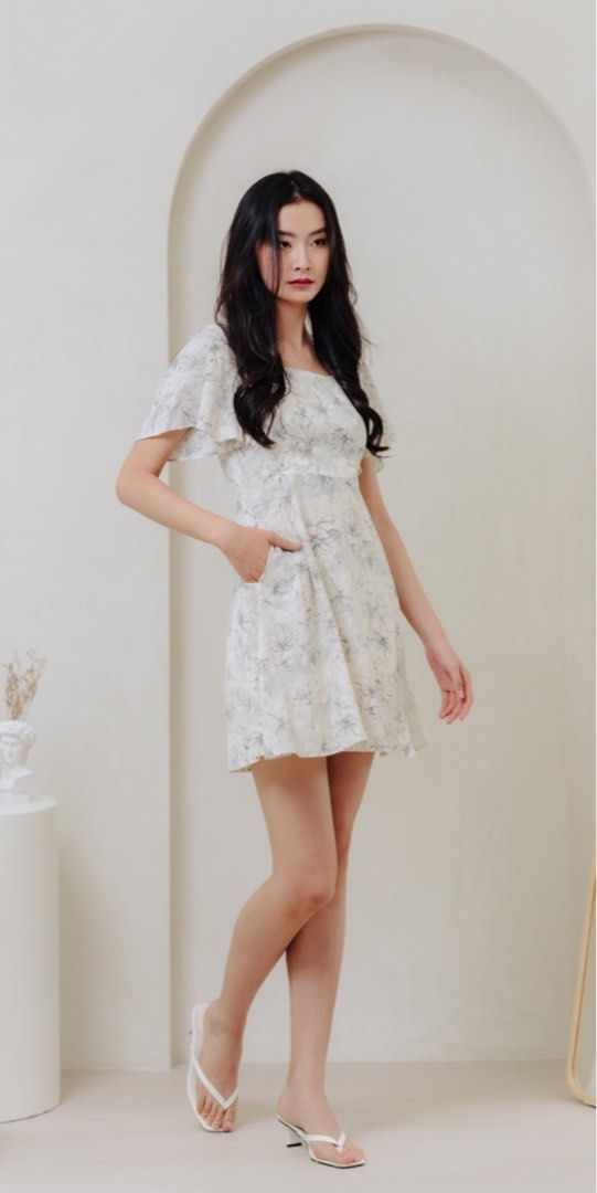 white christmas dresses Cream Sequin Drop Waist Skater Mini Dress main image 1