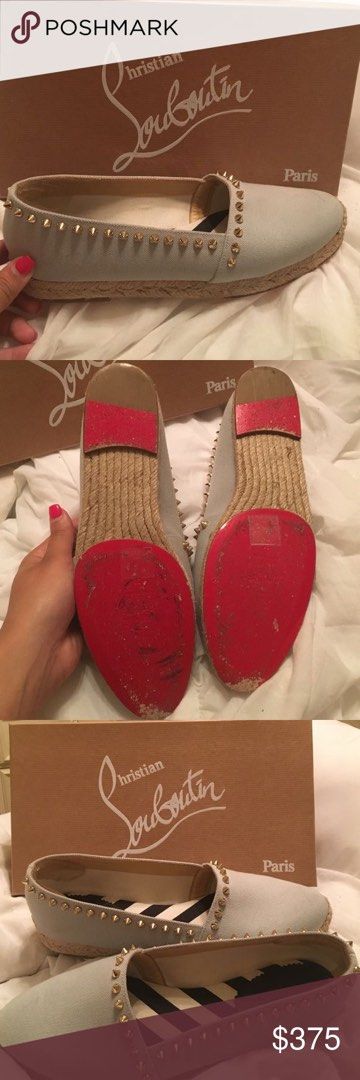 Authentic Christian Louboutin Ares Light Blue Studded Espadrilles