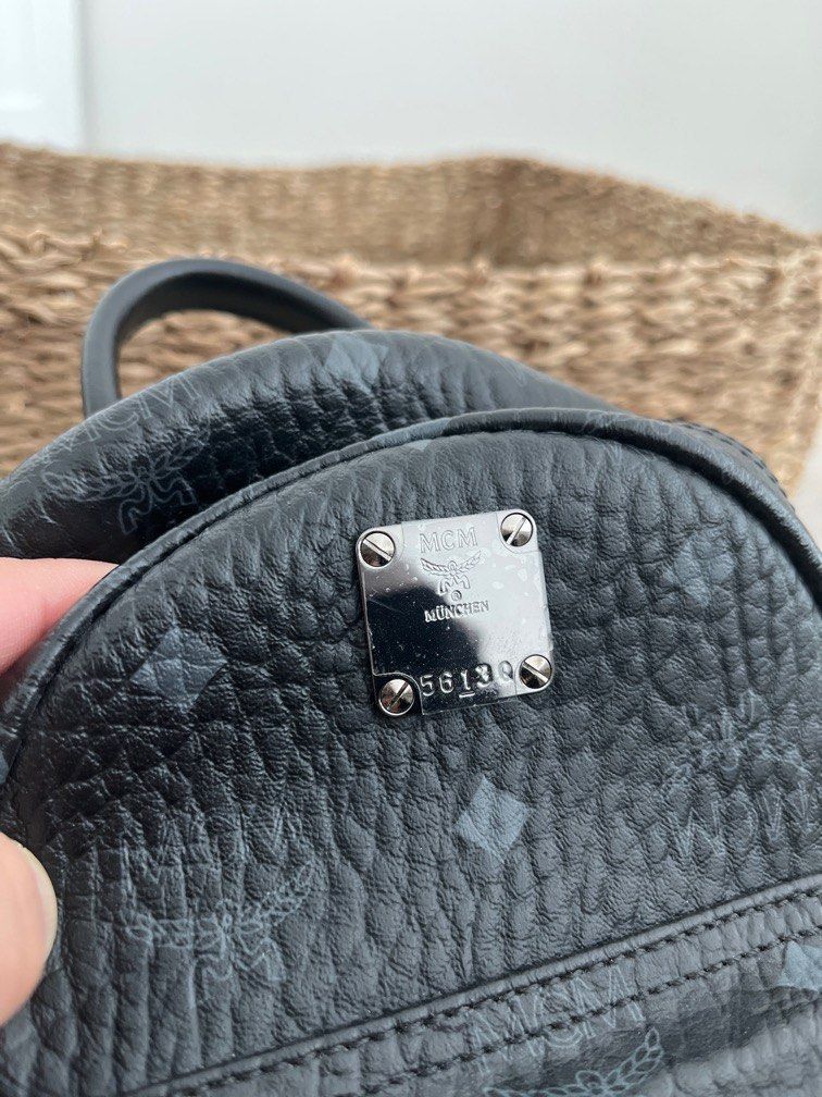 MCM Stark Bebe Boo Side Studs studded Crossbody X Mini Backpack in Visetos Black Gunmetal Silver fixed price