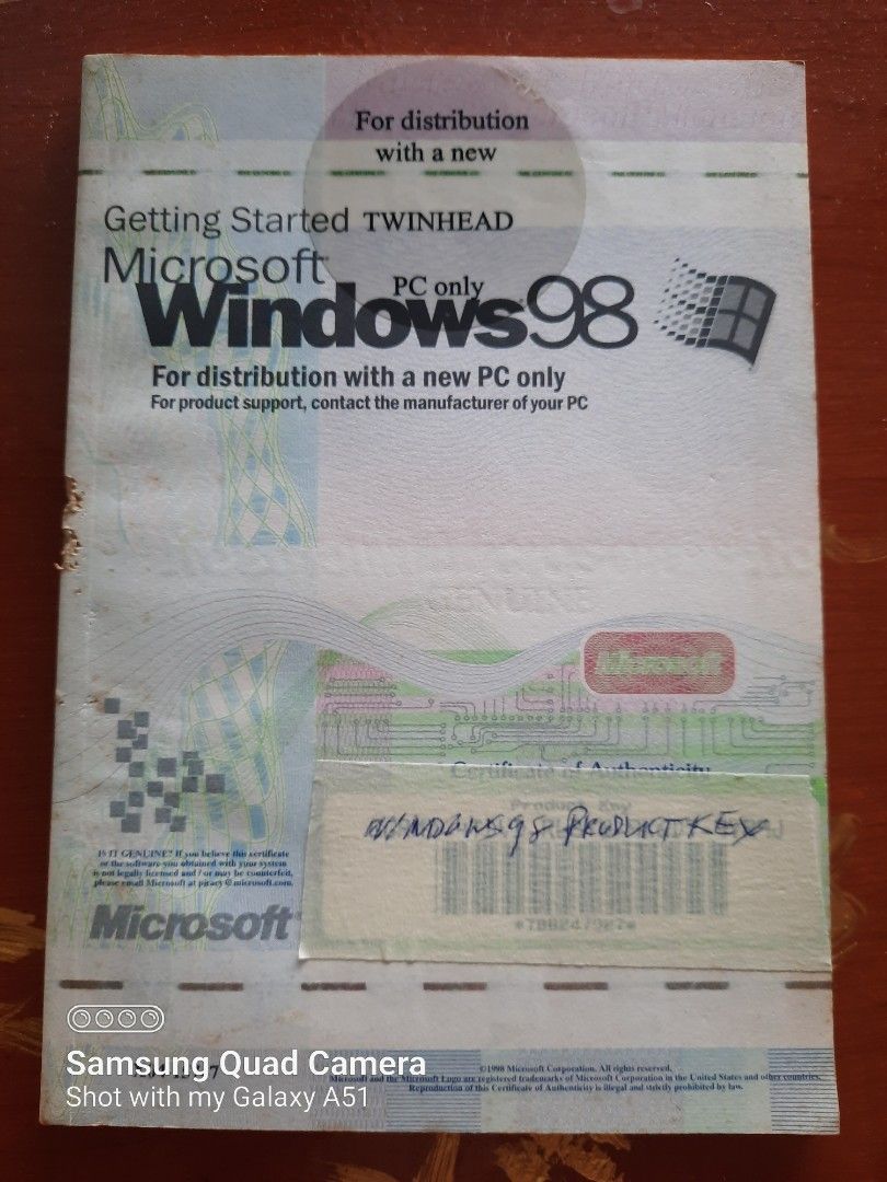 Microsoft windows 98 product key computers tech parts accessories