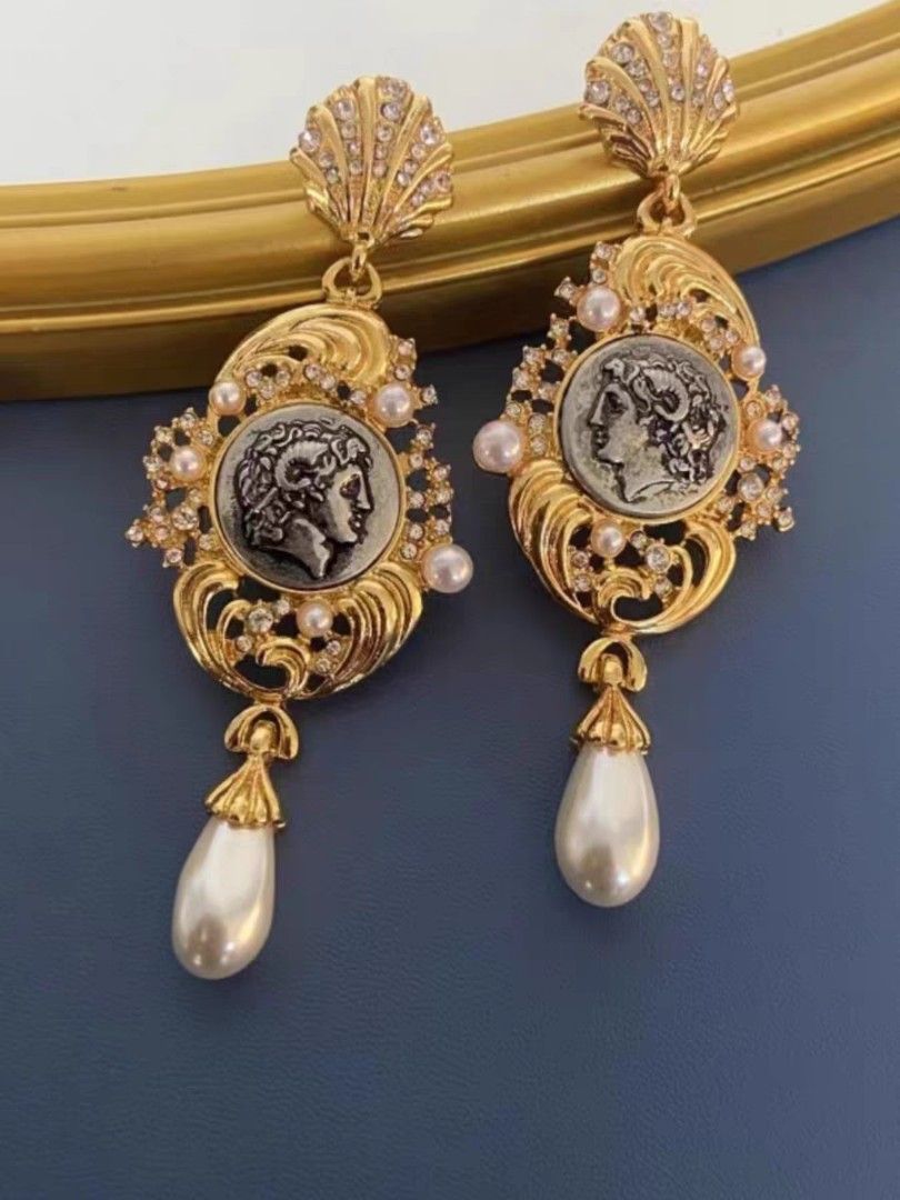 NEW ARRIVAL Vintage Design DEA Marked Roman Greek Potrait Real Gold Plated Earrings Women s Fashion Jewelry Organisers Earrings on Carousell