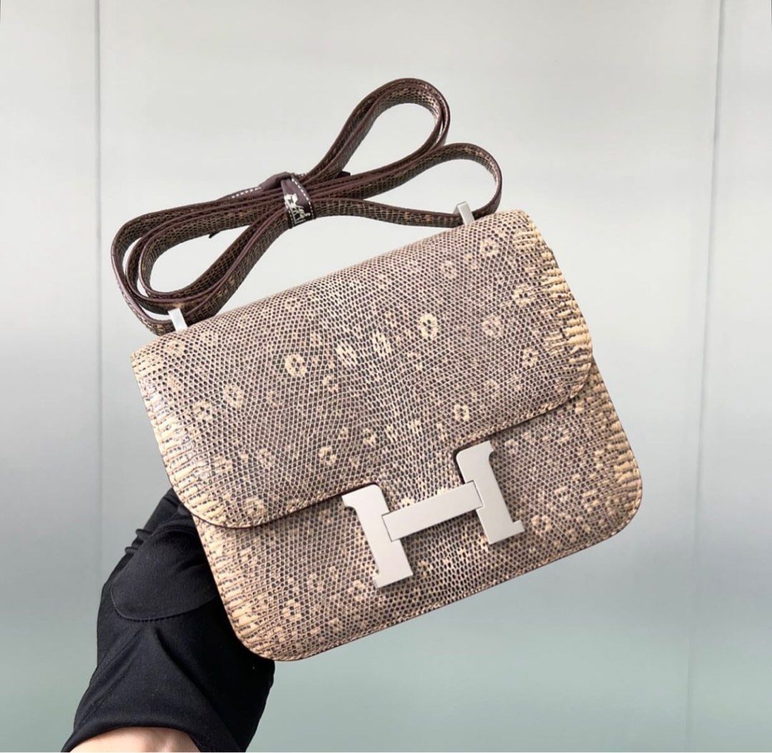 NEW Hermes Desert Constance 18 Shiny Lizard Phw, Luxury, Bags