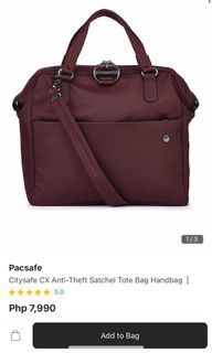 Pacsafe Citysafe Anti-theft Satchel Tote bag hand bag