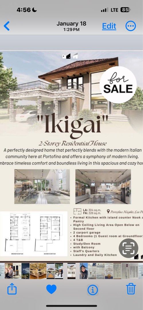 Portofino Heights Daang hari (Category: House & Lot) located in Muntinlupa City. Submitted by dressentialsph (Listing ID 1287841867, Image 3). Description: Details Formal kitchen with island counter nook and pantry High ceiling living area (open below at second floor) 2 Carport garage 4 Bedrooms (1 guest room at groundfloor) 4 Toilet and bath Study/Den room Balcony Staff's quarter Laundry and daily kitchen.
