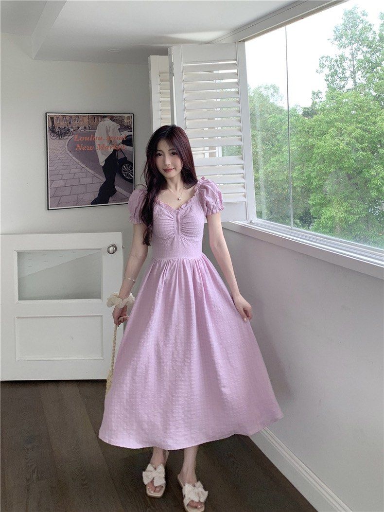 Purple one piece new arrivals dress