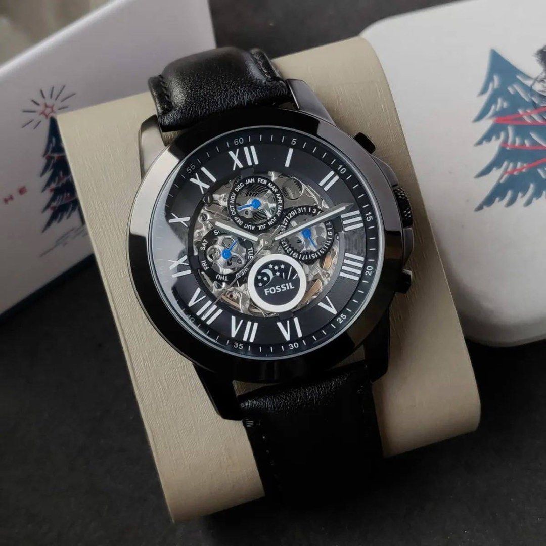 Grant automatic black leather watch clearance