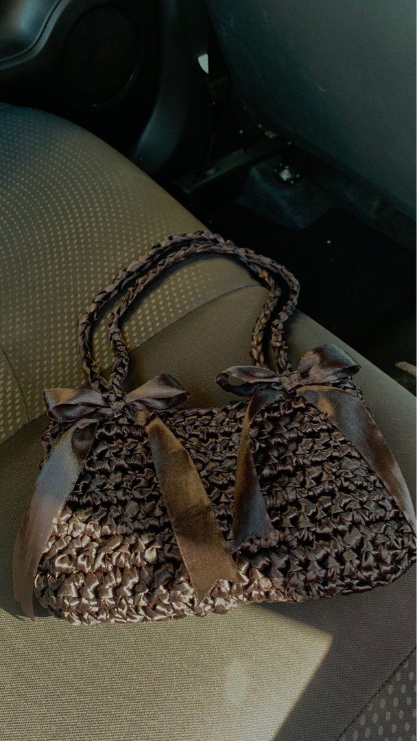 Satin Ribbon Crochet Shoulder Bag (Category: Shoulder Bags) located in Malolos. Submitted by august.leo (Listing ID 1287779851, Image 2). Description: 🧶 made to order !! (lead time is 3 days - 2 weeks) 🧶 other colors are available upon request. 🧶 l x h: 9 x 5.5” 🧶no zipper/buttons/magnetic closure 🧶 send a message for other requests 💳 gcash | bdo | maya 📦 j&t, orange app checkouts, lalamove/toktok 📍malolos, bulacan .