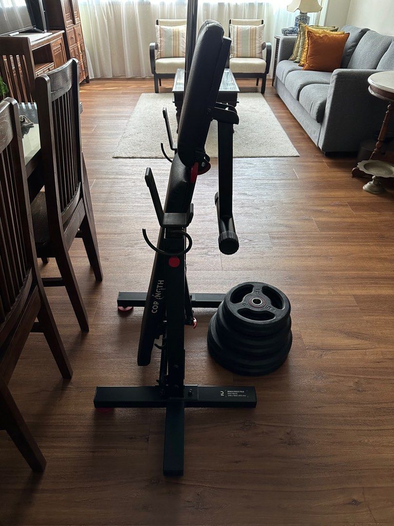 Selling Decathlon Foldable Collapsible Bench Press with bar and