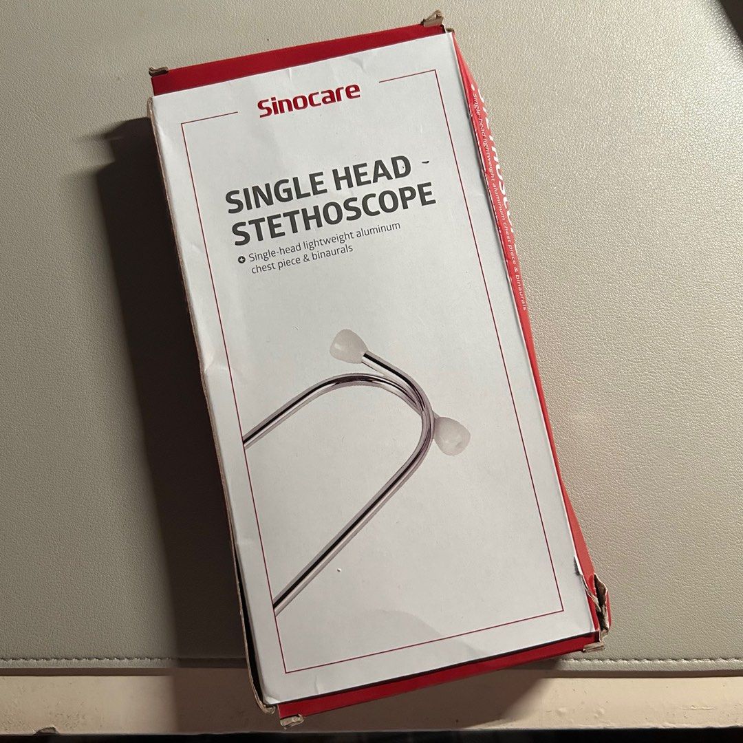 Sinocare Single Head Stethoscope (Category: Medical Supplies & Tools) located in Marikina City. Submitted by rosiebaebae (Listing ID 1287807571, Image 1). Description: - brand new and never been used - HUHU PLEASE KUNIN NIYO NA TO - LP: 300!!!! RFS: wrong stethoscope MOP: Gcash Shipping fee not included .