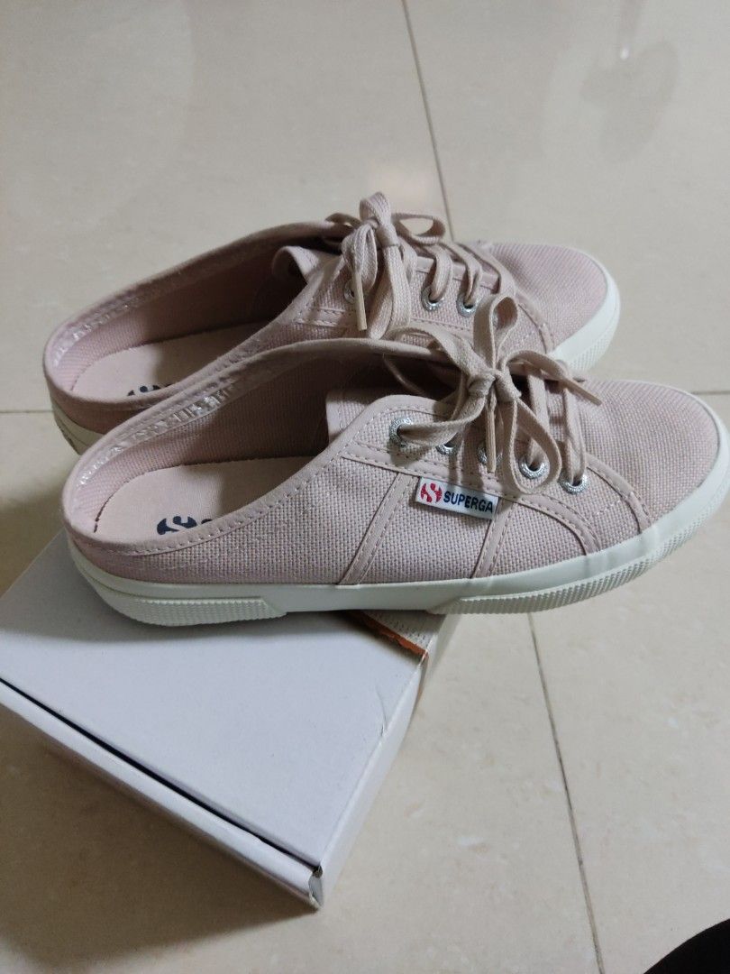 Superga mule pink skin f avorio size 38, Women's Fashion, Footwear