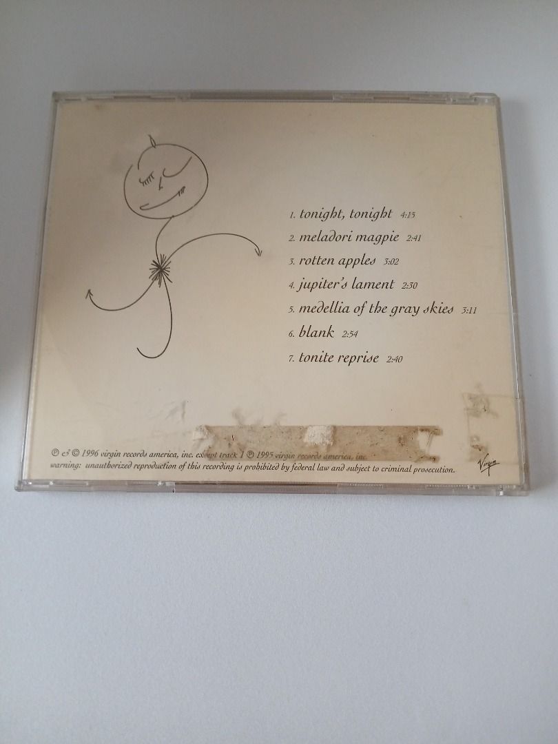 The Smashing Pumpkins - Tonight, Tonight (Category: CDs & DVDs) located in Cagayan de Oro. Submitted by cdoenyo (Listing ID 1287770930, Image 3). Description: Rare CD bought from the US. WYSIWYG. Pleaae manage your expectations. RFS: Decluttering. Buyer pays for the item + shipping..