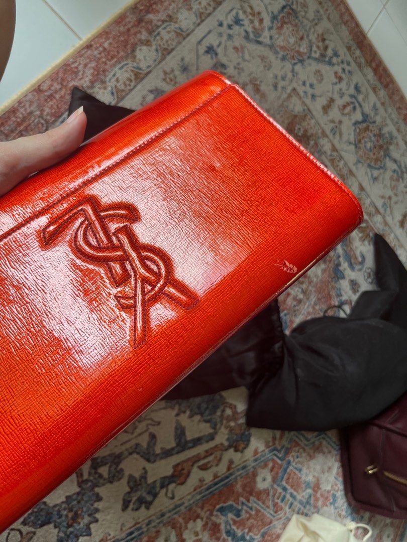 YSL Yves Saint Laurent red evening clutch Luxury Bags Wallets on Carousell